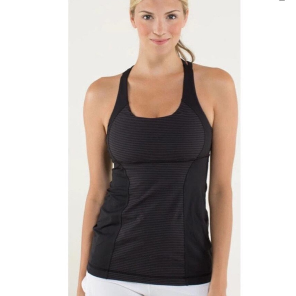 Lululemon Hyper Stripe Energy Criss-Cross Fitted
Athletic Tank Top